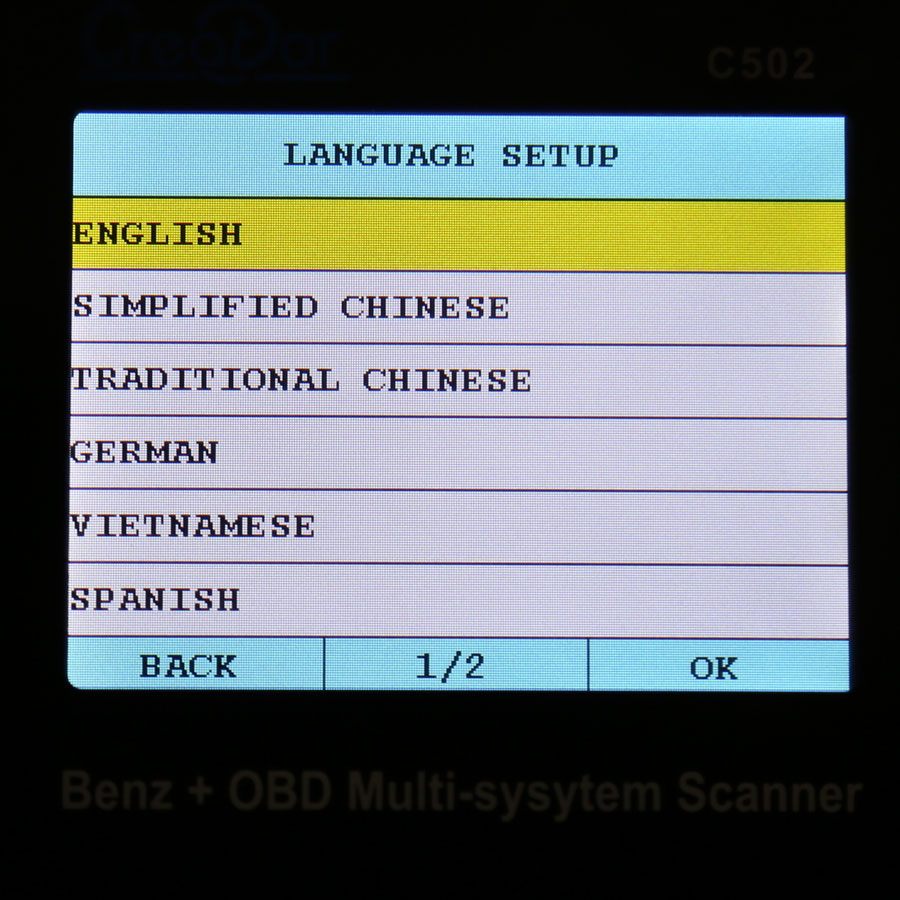 C502 language set up