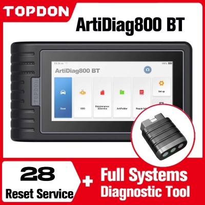 TOPDON ArtiDiag 800 BT Car Diagnostic Tool Automotive Scanner Auto Scan Tools Bluetooth All System 16 Reset Functions PK MK808BT