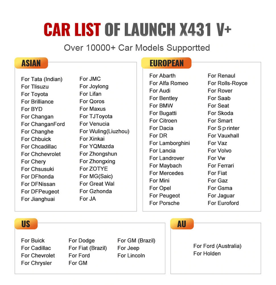 x431 v+ supported vehicle