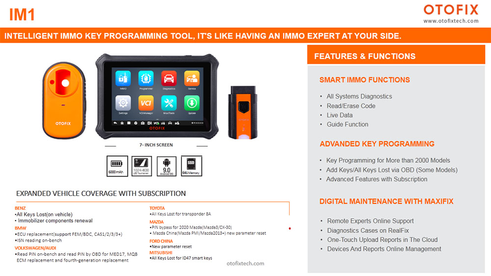 Autel OTOFIX IM1 Automotive Key Programming & Diagnostic Tool with Advanced IMMO Key Programmer