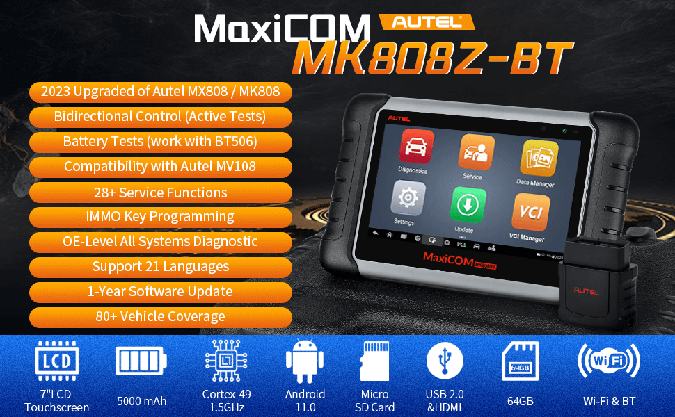 Autel MaxiCOM MK808Z-BT Diagnostic Scan Tool