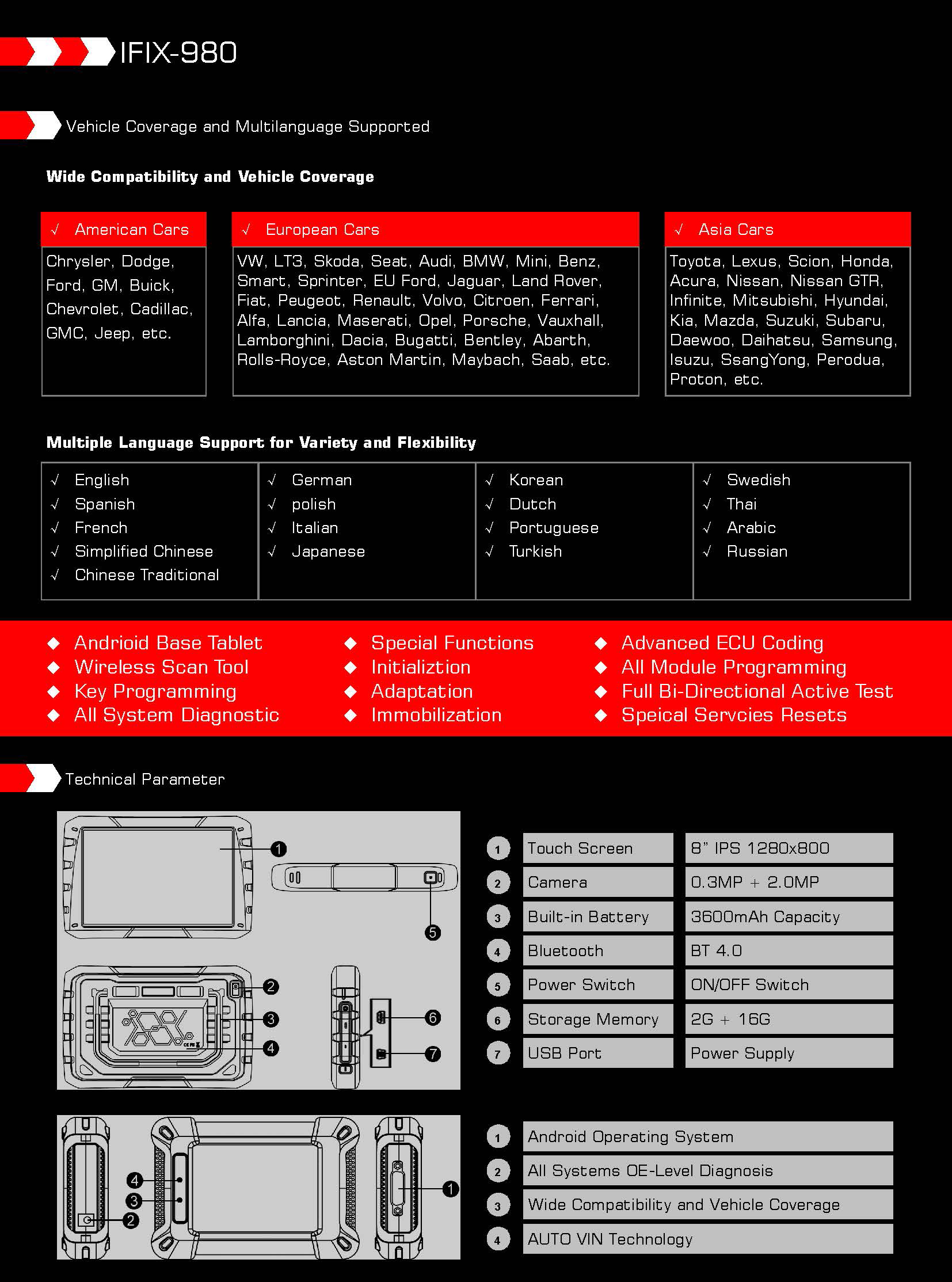 BOSSCOMM IFIX-980 PROFESSIONAL DIAGNOSTIC SYSTEM