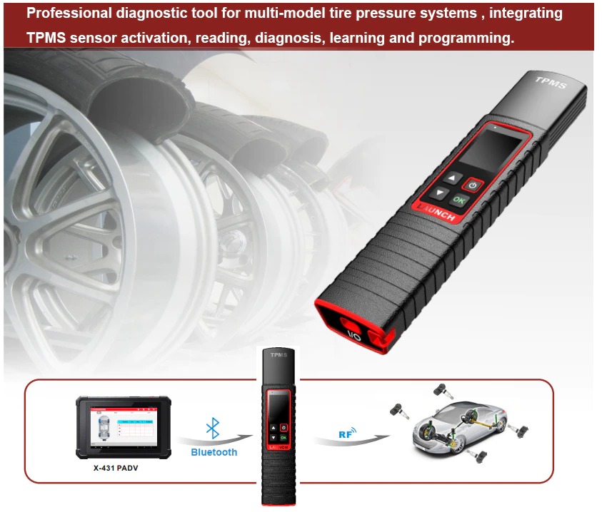 LAUNCH X431 TSGUN TPMS Car Tire Pressure Inspection Tool sensor activation reading learning programming work on X431 V/V+/PRO3S