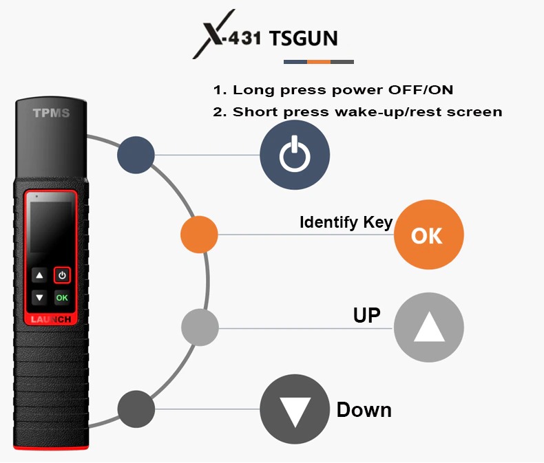 LAUNCH X431 TSGUN TPMS Car Tire Pressure Inspection Tool sensor activation reading learning programming work on X431 V/V+/PRO3S