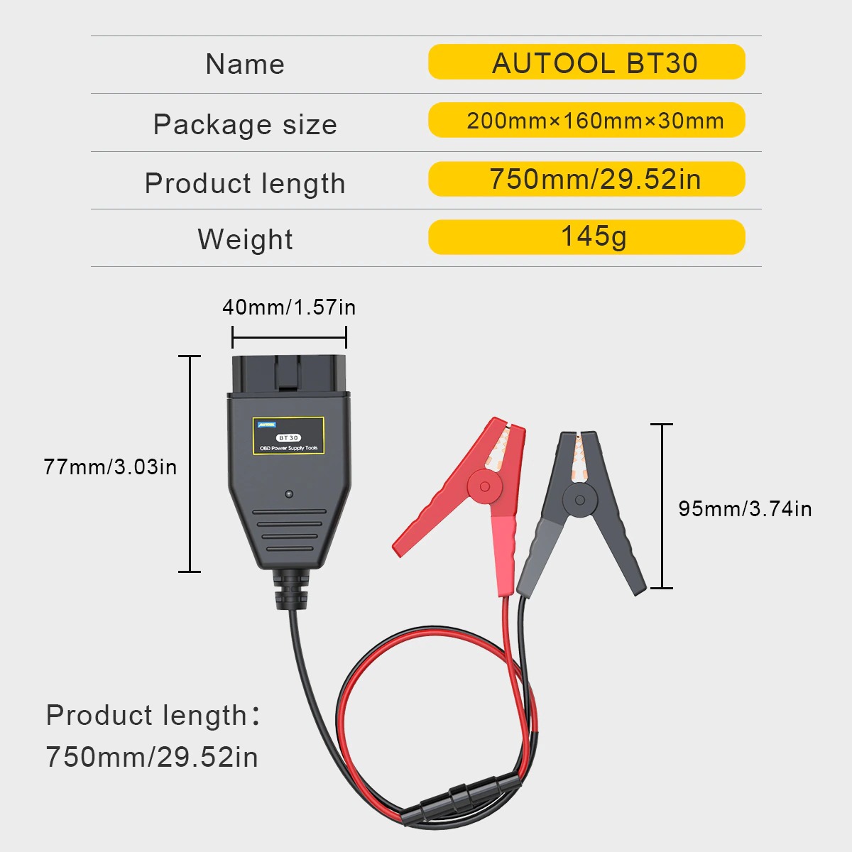 AUTOOL BT30 Car OBD2 ECU Connector Battery Saver Auto ECU Memory Savers Automotive OBD 2 Emergency Electrical Plug Car Fuel Save