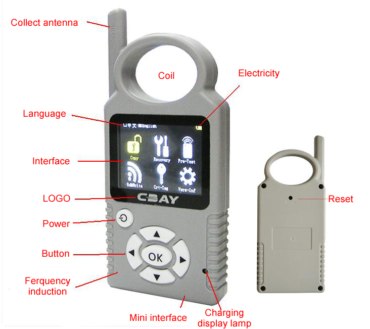 CBAY Hand-held Car Key Copy Auto Key Programmer for 4D/46/48 Chips