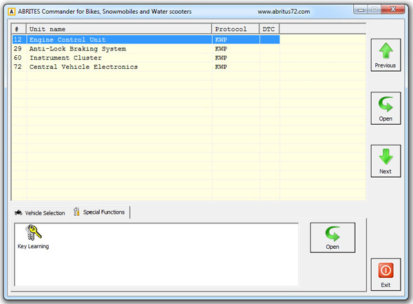 Fvdi abrites commander key programming display
