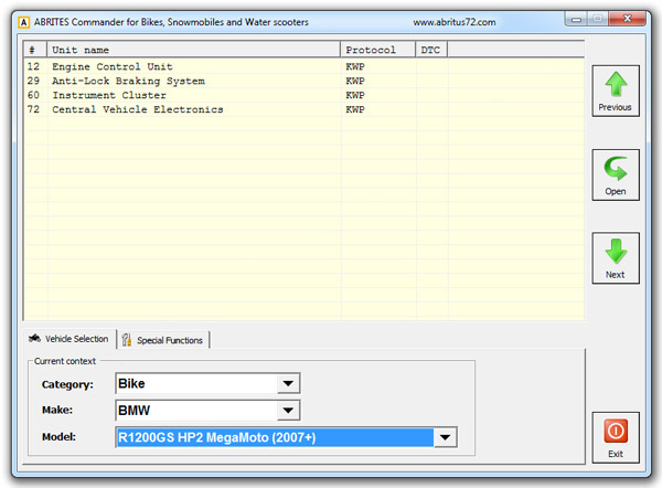 Fvdi abrites main screen