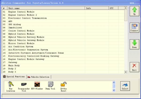 ABRITES Commander For Toyota Software Display