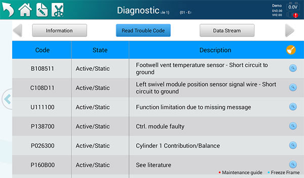 TabScan S7 read trouble code