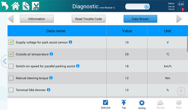 TabScan S7 data stream