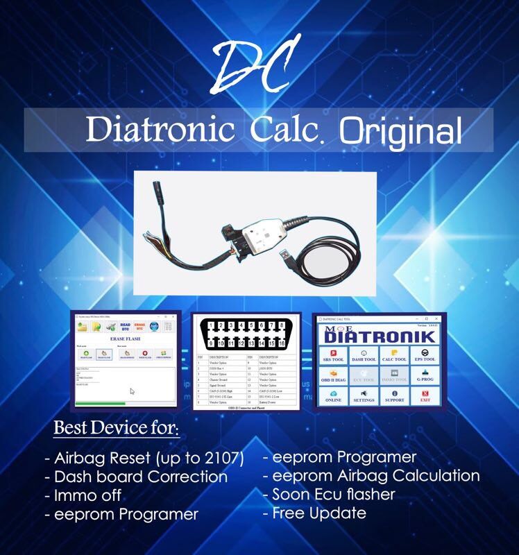 Diatronik SRS+DASH+CALC+EPS OBD Tool with USB Dongle
