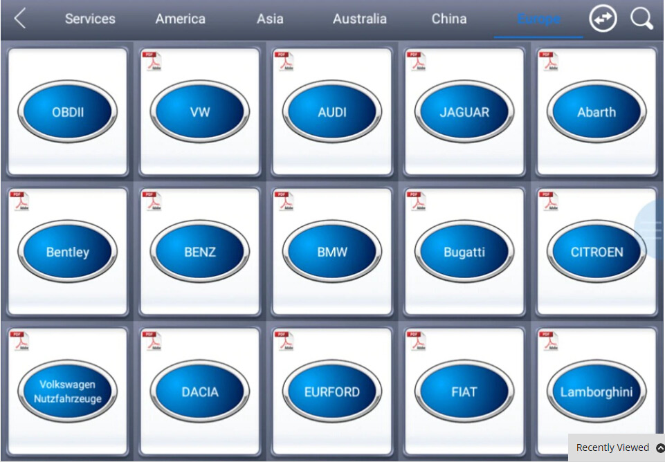 XTOOL A80 H6 Europe Car List