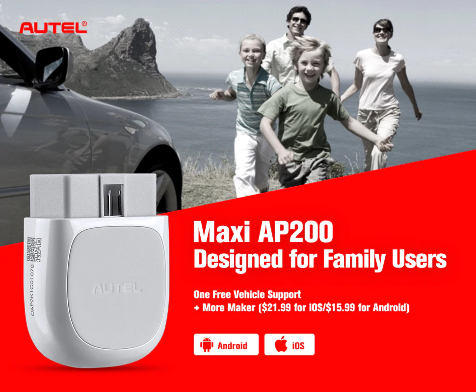 Autel MaxiAP AP200 Bluetooth OBD2 Code Reader with Full Systems Diagnoses AutoVIN TPMS IMMO Service for Family DIYers Simplified Edition of MK808