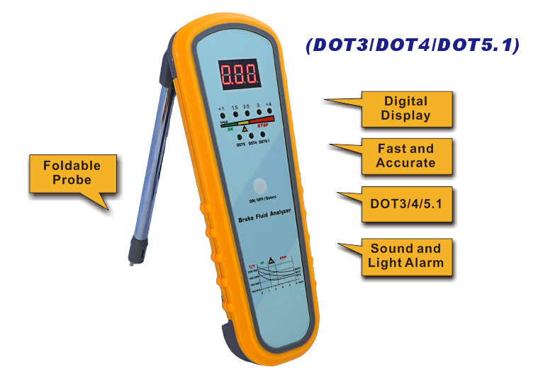 KZYEE KS11 Brake Fluid Analyzer Professional Brake Fluid Tester Digital Brake Fluids Analyzer with 5 LED Indicator Calibrated for Truck Car Diagnosis