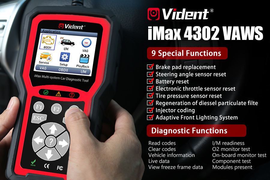 VIDENT iMax4301 VAWS V-A-G OBD Diagnostic Service Tool Supports 9 Special Functions