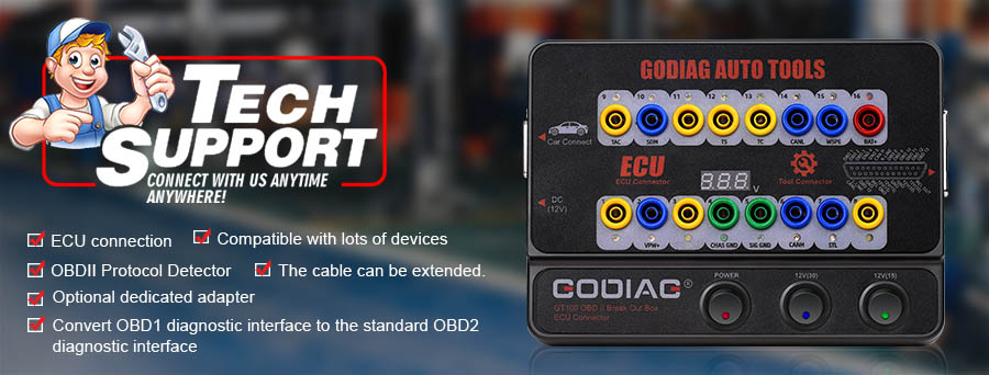 GODIAG GT100 AUTO TOOLS OBDII Break Out Box ECU Connector