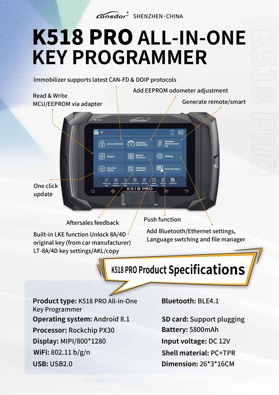 2023 Lonsdor K518 PRO Full Version All In One Key Programmer